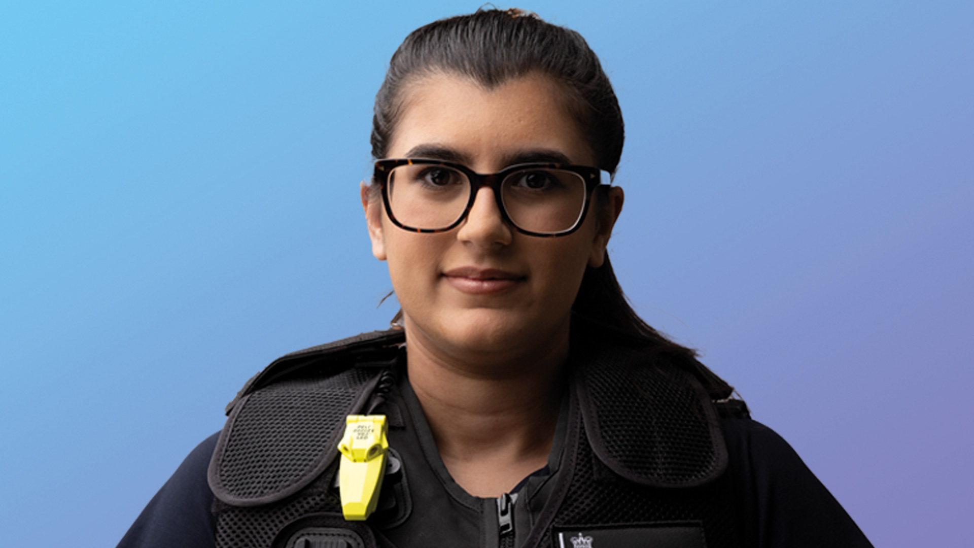 Immigration Officer on a blue gradient background