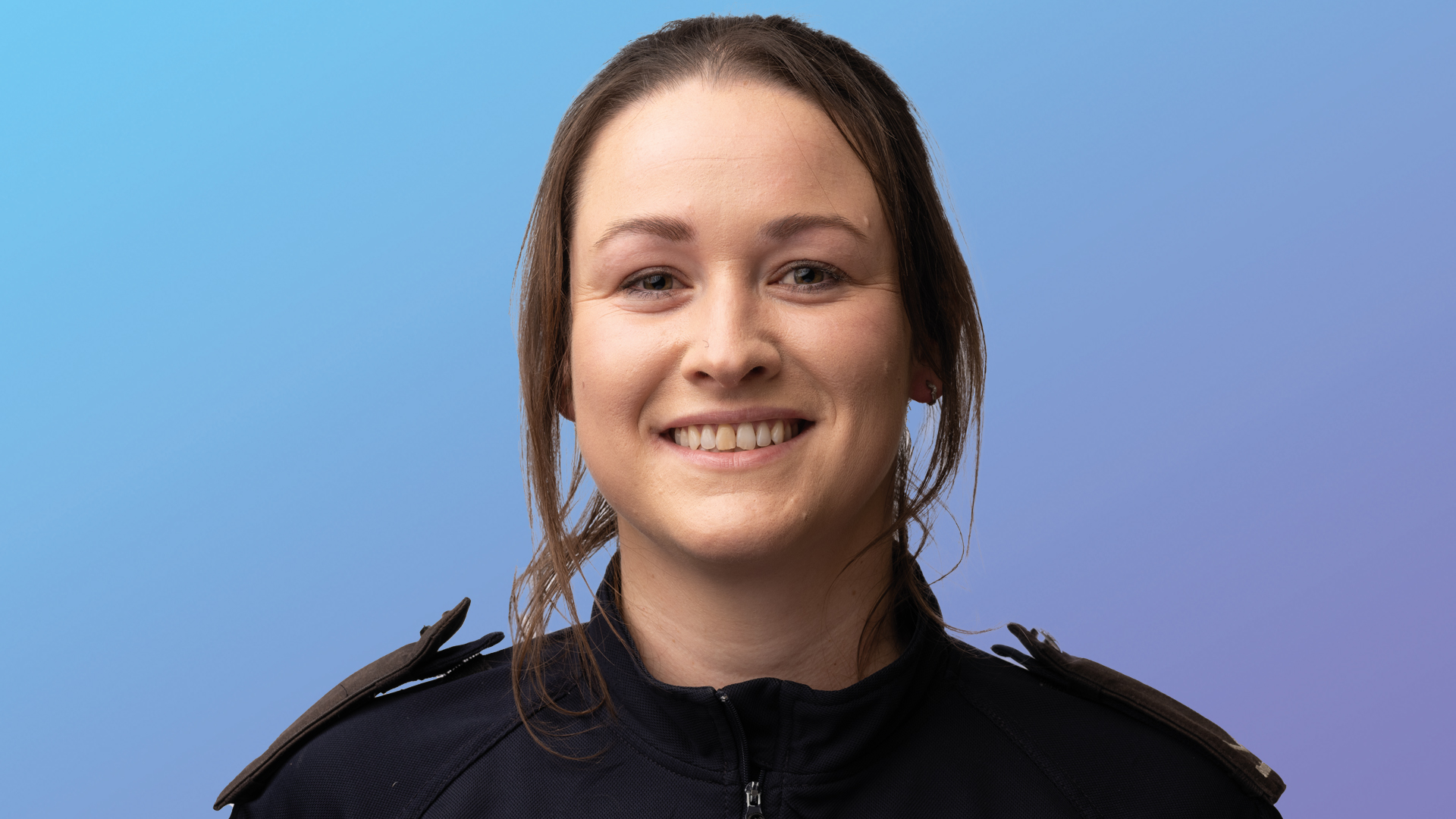 Border Force Officer on a blue gradient background